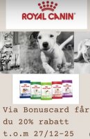 20% RABATT PÅ ROYAL CANIN VIA BONUSCARD