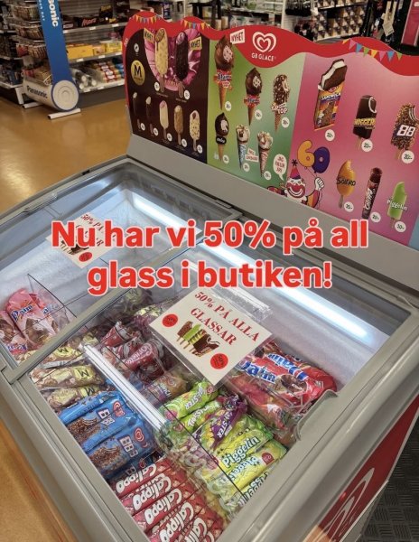 50% PÅ ALL GLASS I BUTIKEN!
