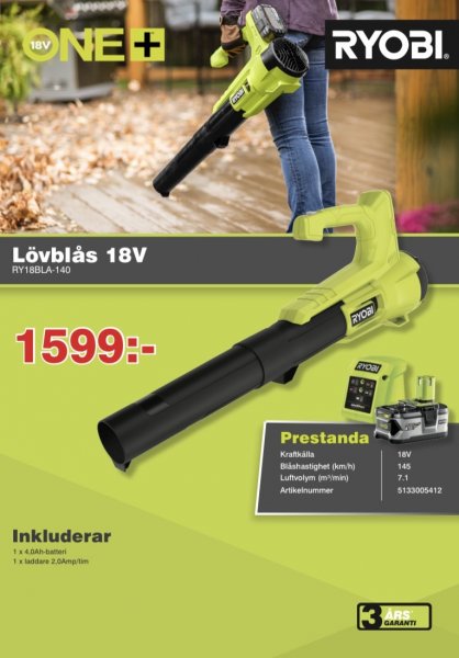 KÖP BATTERI (4 Ah) + LADDARE OCH FÅ EN LÖVBLÅS PÅ KÖPET!