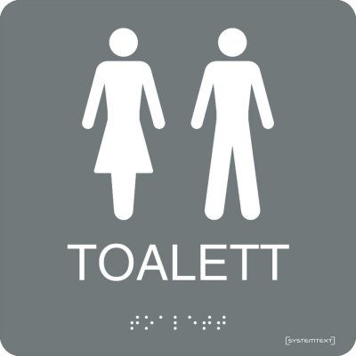 SKYLT TAKTIL TOALETT DAM/HERR 23-5211 150X150MM GRÅ