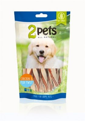 2pets Dogsnack Chicken&Fish Twist 100 g