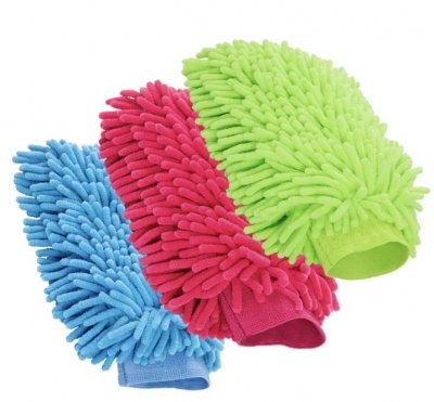 Chenille handske lime grön